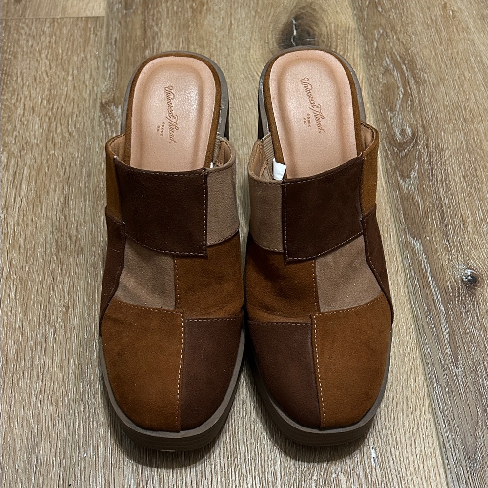 Universal Thread Brown Patchwork Mules - image 1